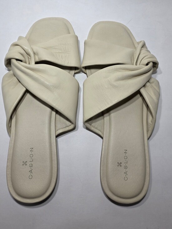 Caslon Shoes - Caslon Women’s Leather Ankle Flats Slip On Shoes Beige Size 8.5M Comfort